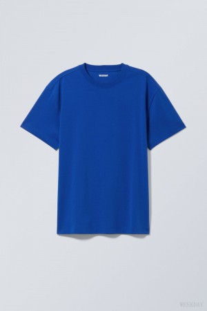 Weekday Oversized Heavyweight T-shirt 深い青 | FERG1851