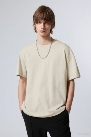 Weekday Oversized Heavyweight T-shirt ベージュ | QZVB2008