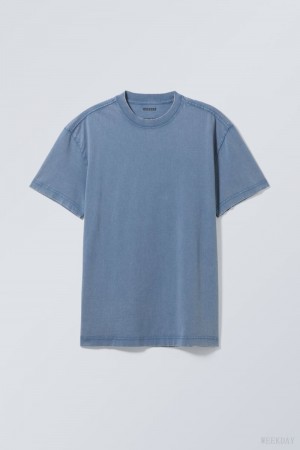 Weekday Oversized Heavyweight T-shirt 青 | UYMH6766