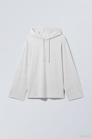 Weekday Oversized フード付き Long Sleeve ライトグレー | HBZX8437