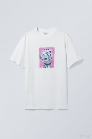 Weekday Oversized グラフィック Printed T-shirt Dalmatian | OYED5919