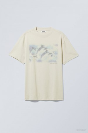 Weekday Oversized グラフィック Printed T-shirt Fantasy Dolphin | LBJG9354