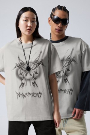 Weekday Oversized グラフィック Printed T-shirt Mystery Butterfly | DEYZ5285