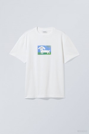 Weekday Oversized グラフィック Printed T-shirt Paper Dog | HCAP1607