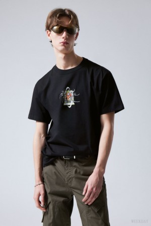 Weekday Oversized グラフィック Printed T-shirt 黒 | RWRL5449