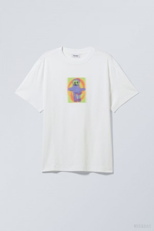 Weekday Oversized グラフィック Printed T-shirt 紫 白 | TRHY9172