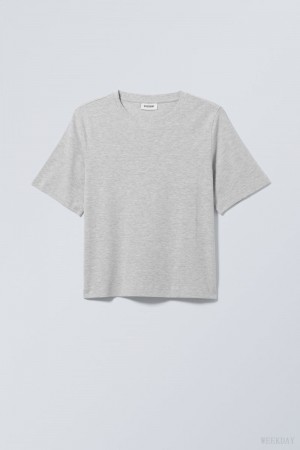 Weekday Perfect Boxy T-shirt ライトグレー | GNNJ0837