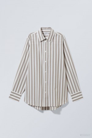 Weekday Regular Cotton Voile Shirt ベージュ | QNZA7895