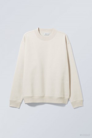 Weekday Relaxed Heavyweight Sweatshirt Ecru | QHPU2043