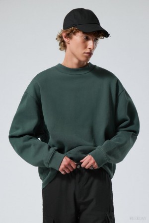 Weekday Relaxed Heavyweight Sweatshirt 暗緑 | YHKO8914