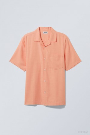 Weekday Relaxed Resort Short Sleeve Shirt コーラル 色 | PUVE4954