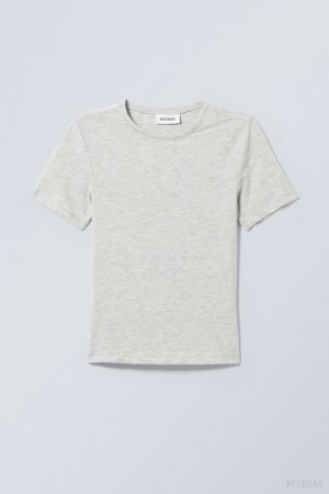 Weekday Slim Fitted T-shirt グレー | MHVF0837