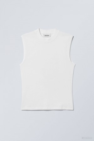 Weekday Slim Mock Neck Tank Top 白 | LRRO2397