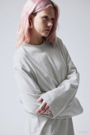 Weekday Soft Oversized Long Sleeve Top ライトグレー | BNIM2372