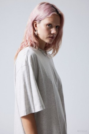 Weekday Soft Oversized T-shirt ライトグレー | IRQQ6801