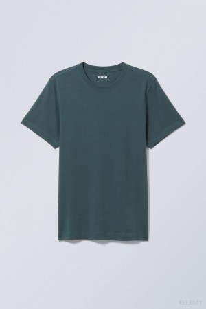 Weekday Standard Midweight T-shirt 暗紺碧 | TXAJ7527