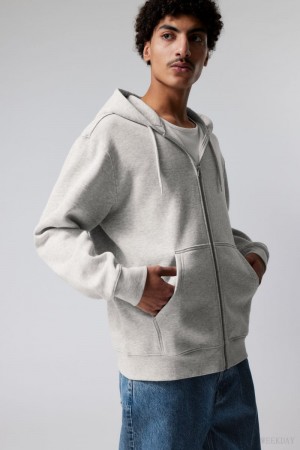 Weekday Standard Midweight Zip Hoodie グレー | KPLE0514