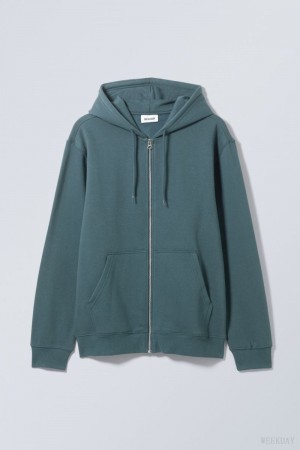 Weekday Standard Midweight Zip Hoodie 暗紺碧 | PHBT4331