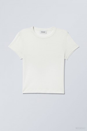 Weekday Tight Fitted T-shirt 白 | UDHL2358