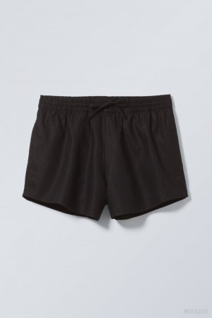 Weekday Tyler Linen Blend Shorts 黒 | TJPG2816