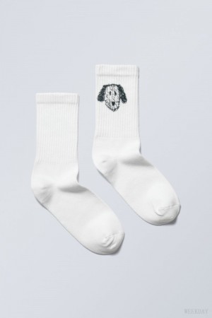 Weekday 運動 Printed Socks Dog Print | YOZL7200