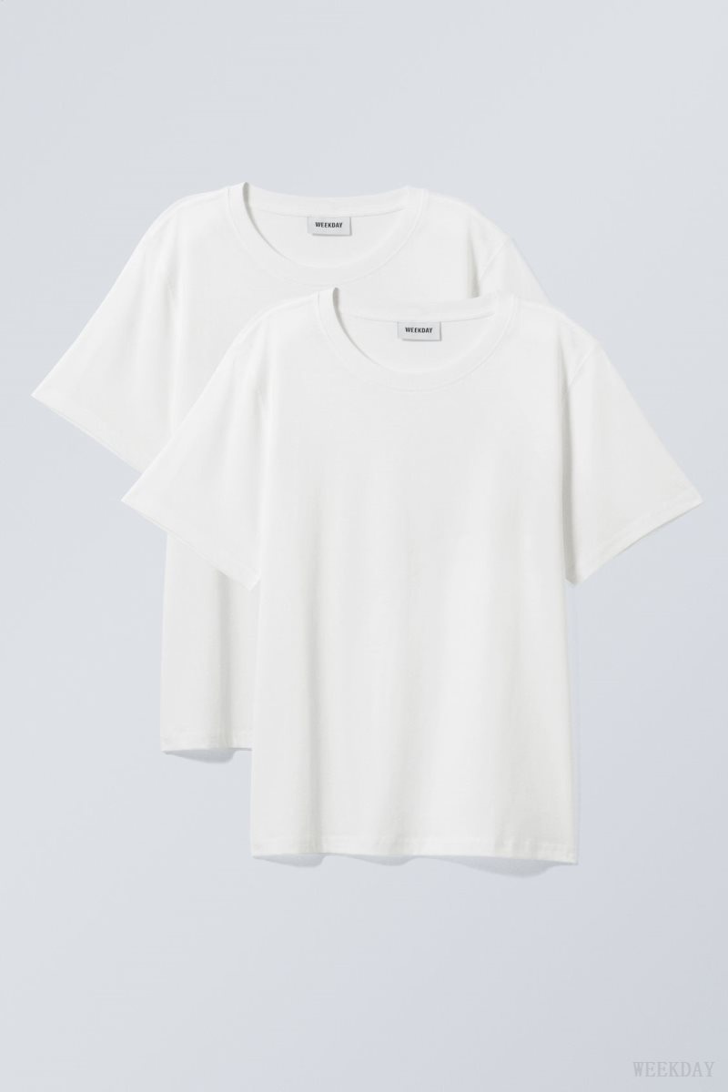 Weekday 2-pack Essence Standard T-Shirt 白 | LTRY1003