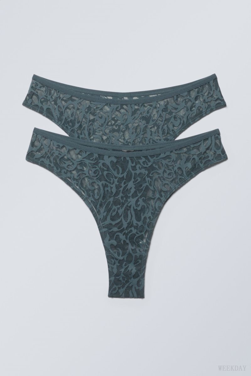 Weekday 2-pack Lucy ミッドカット Waist Brazilian Briefs ブリーフ Petrol | SYAJ2619