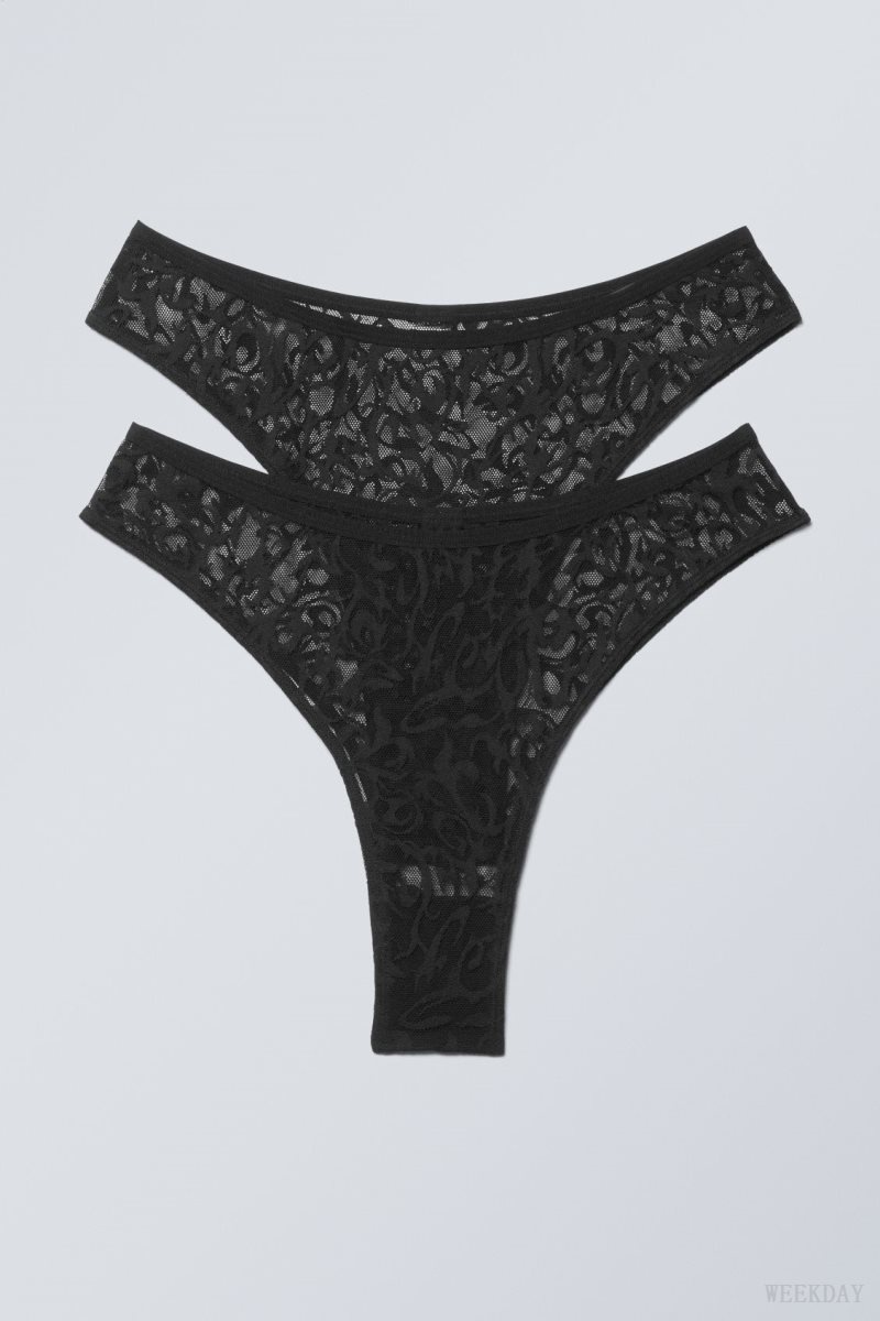 Weekday 2-pack Lucy ミッドカット Waist Brazilian Briefs ブリーフ 黒 | NUXF4821