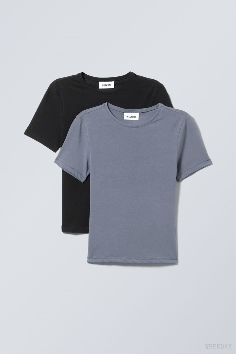 Weekday 2-pack Slim Fitted T-shirt 黒 | UUGR9481