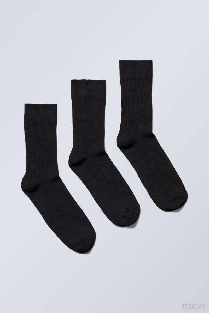 Weekday 3-pack Selma Socks 黒 | STAJ2061