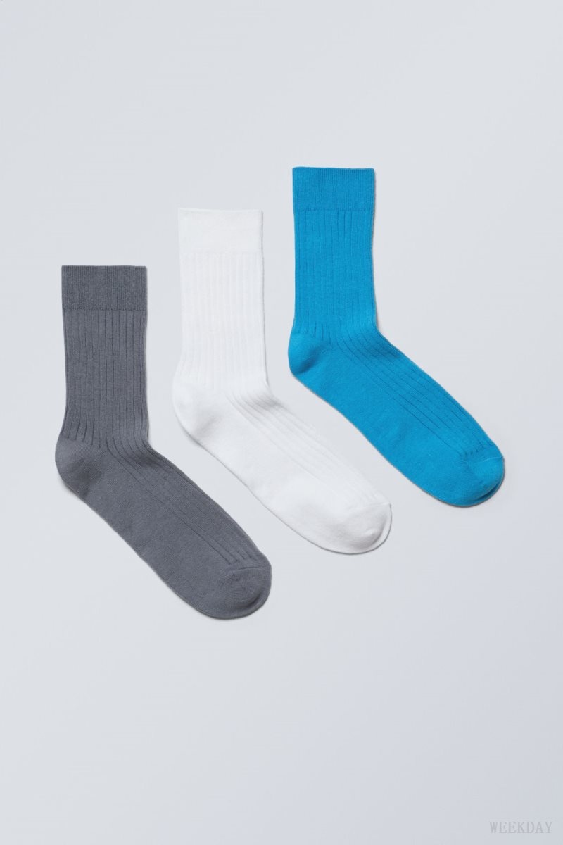 Weekday 3-pack Selma Socks 青 | TOCF6414