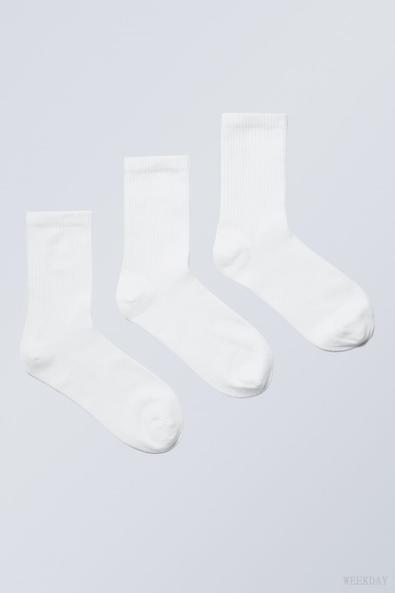 Weekday 3-pack 運動 Socks 白 | ULIF6305