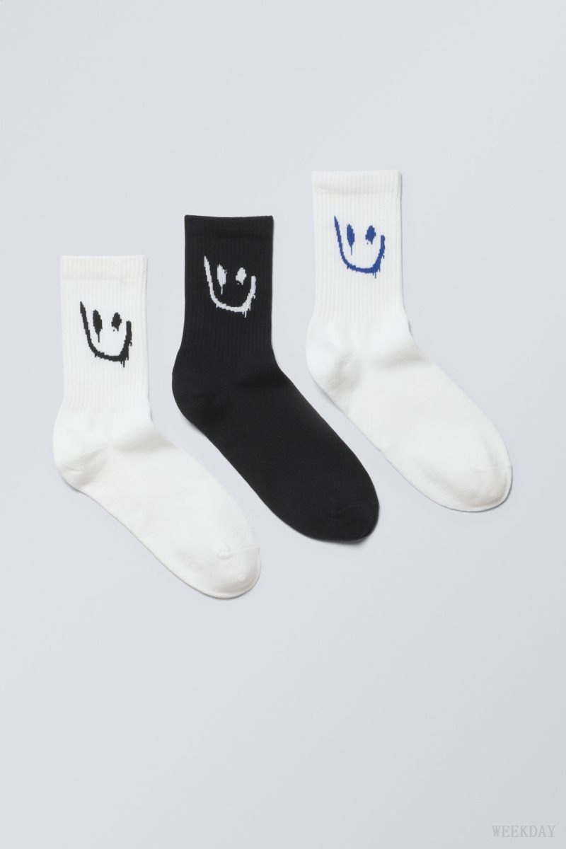 Weekday 3-pack 運動 グラフィック Socks Drippy Mix | WWZK1601