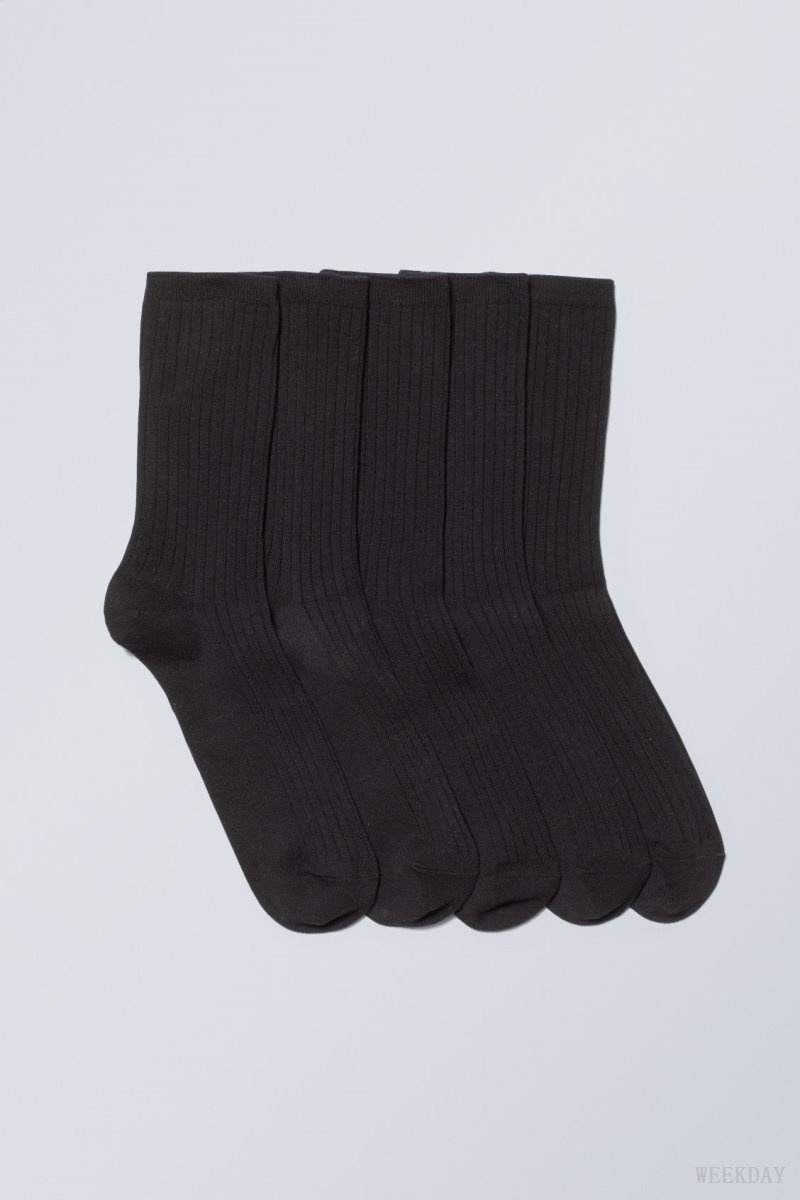 Weekday 5-pack Rib Socks 黒 | SHSM9806