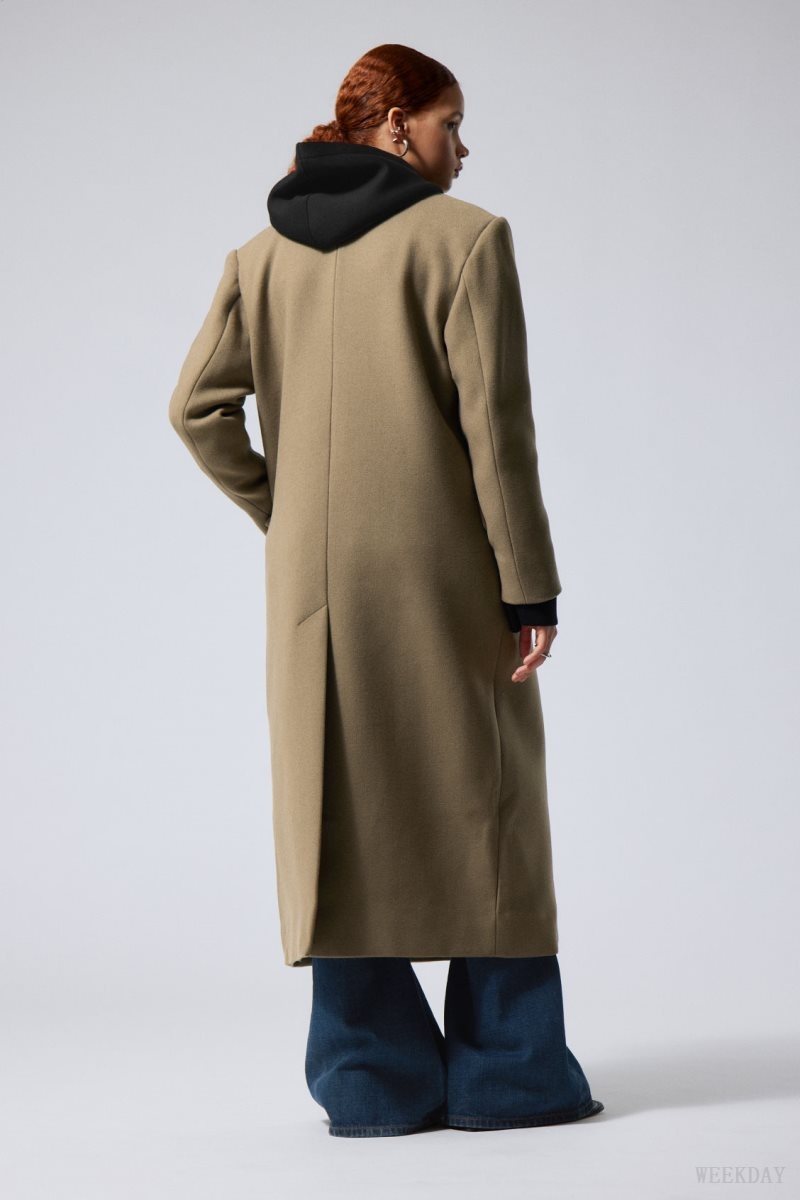 Weekday Alex Oversized ウール Blend Coat Dusty Mole | SZJL8347