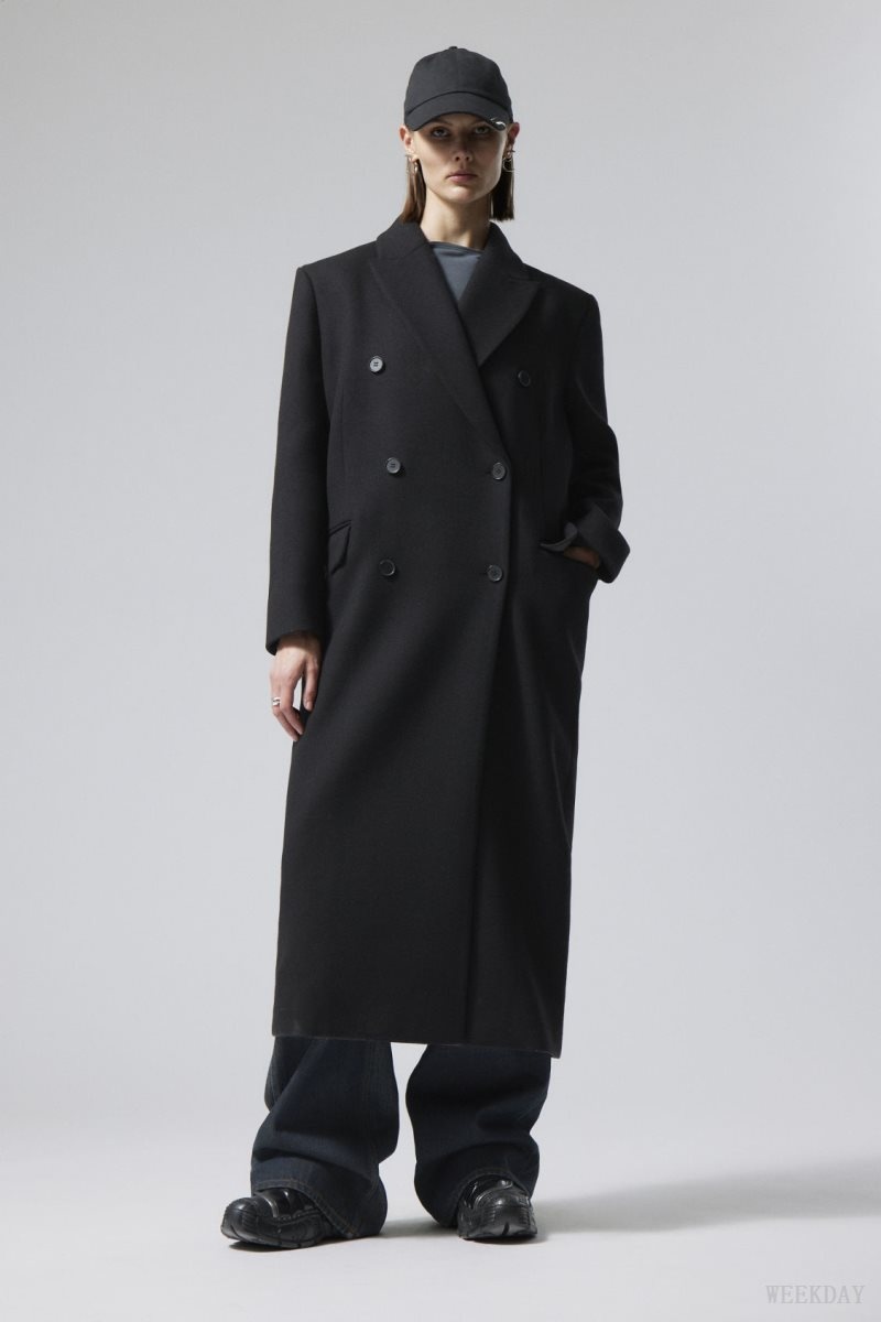 Weekday Alex Oversized ウール Blend Coat 黒 | ULVW8441