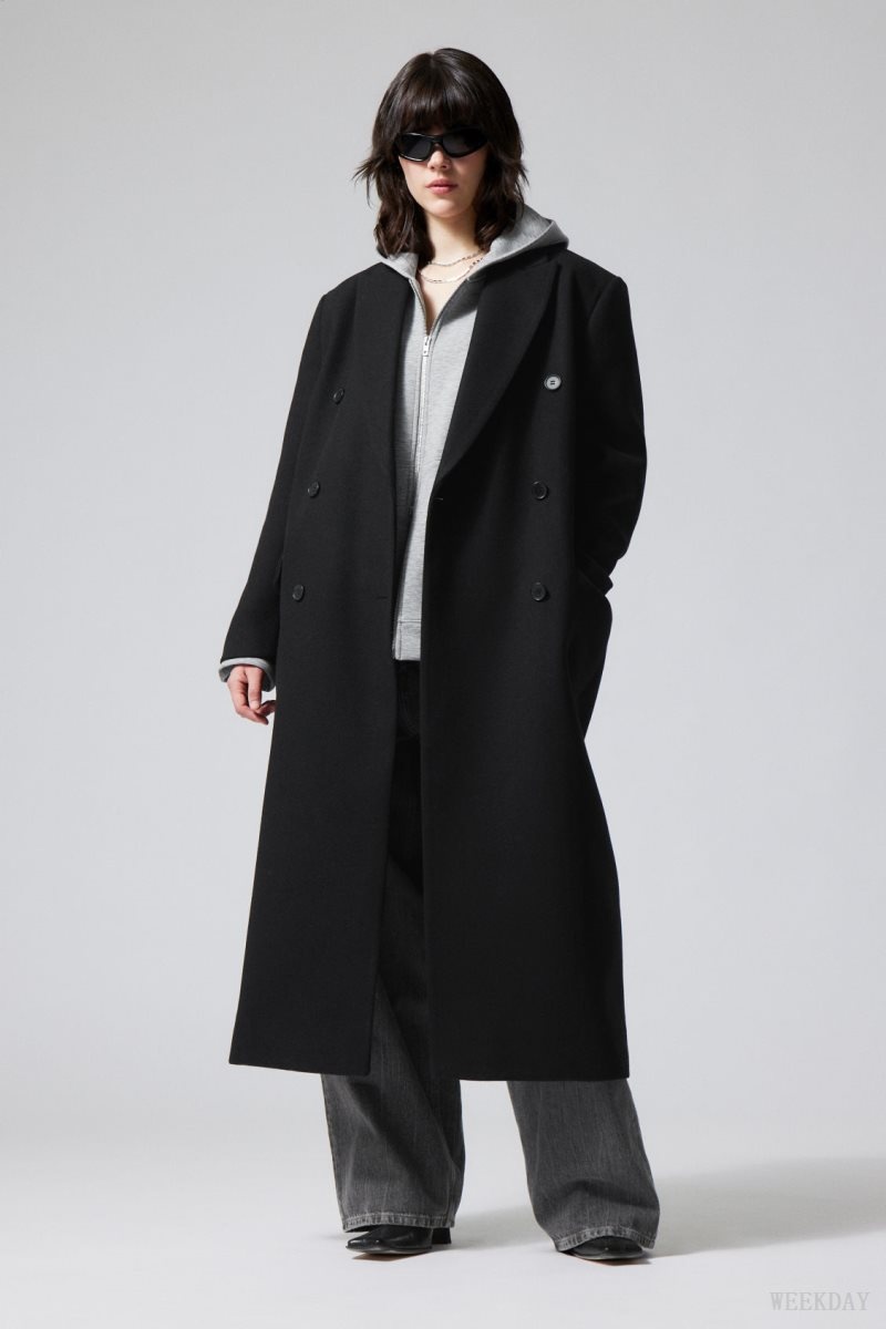 Weekday Alex Oversized ウール Blend Coat 黒 | ULVW8441