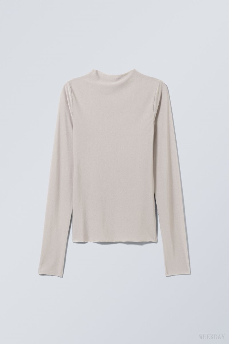 Weekday Allison Longsleeved Turtleneck Top ライトグレー | DHOD8758