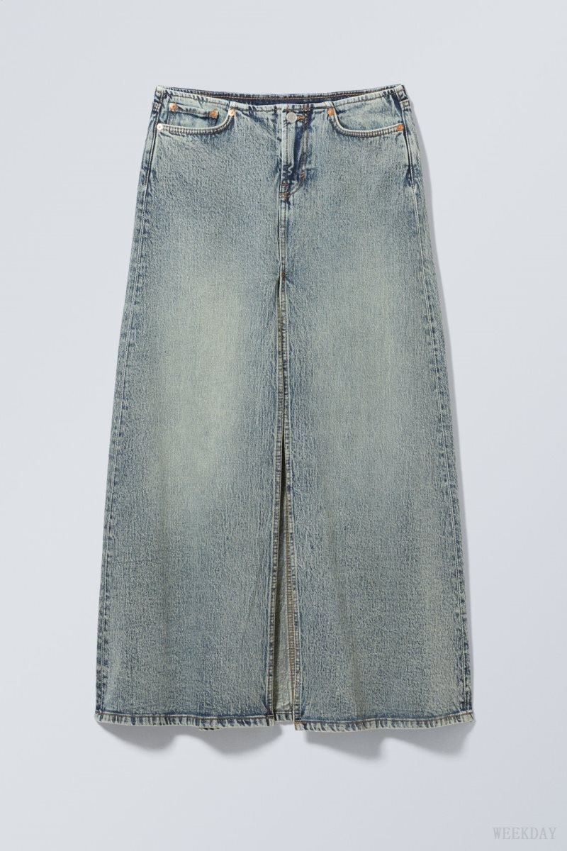 Weekday Anaheim Long Denim Skirt 青 | WPKD7637