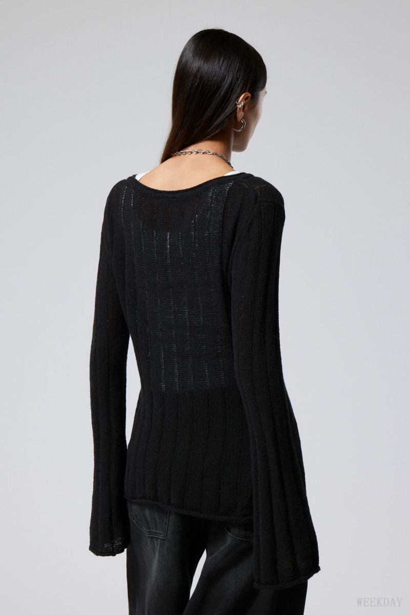 Weekday Anessa Sheer Knit Sweater 黒 | TWZX5796