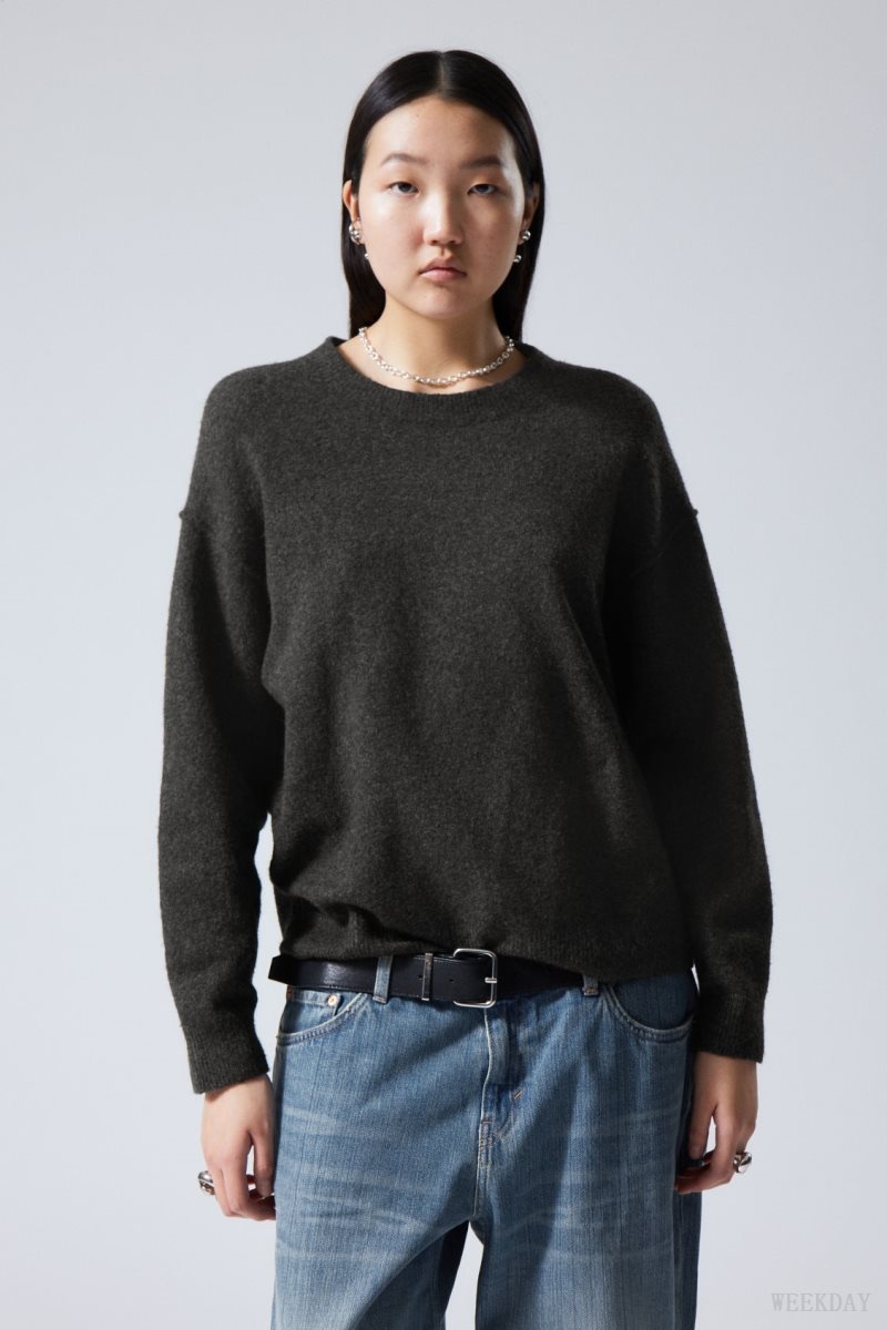 Weekday Annie Knit Sweater 暗グレー | VLNQ4025