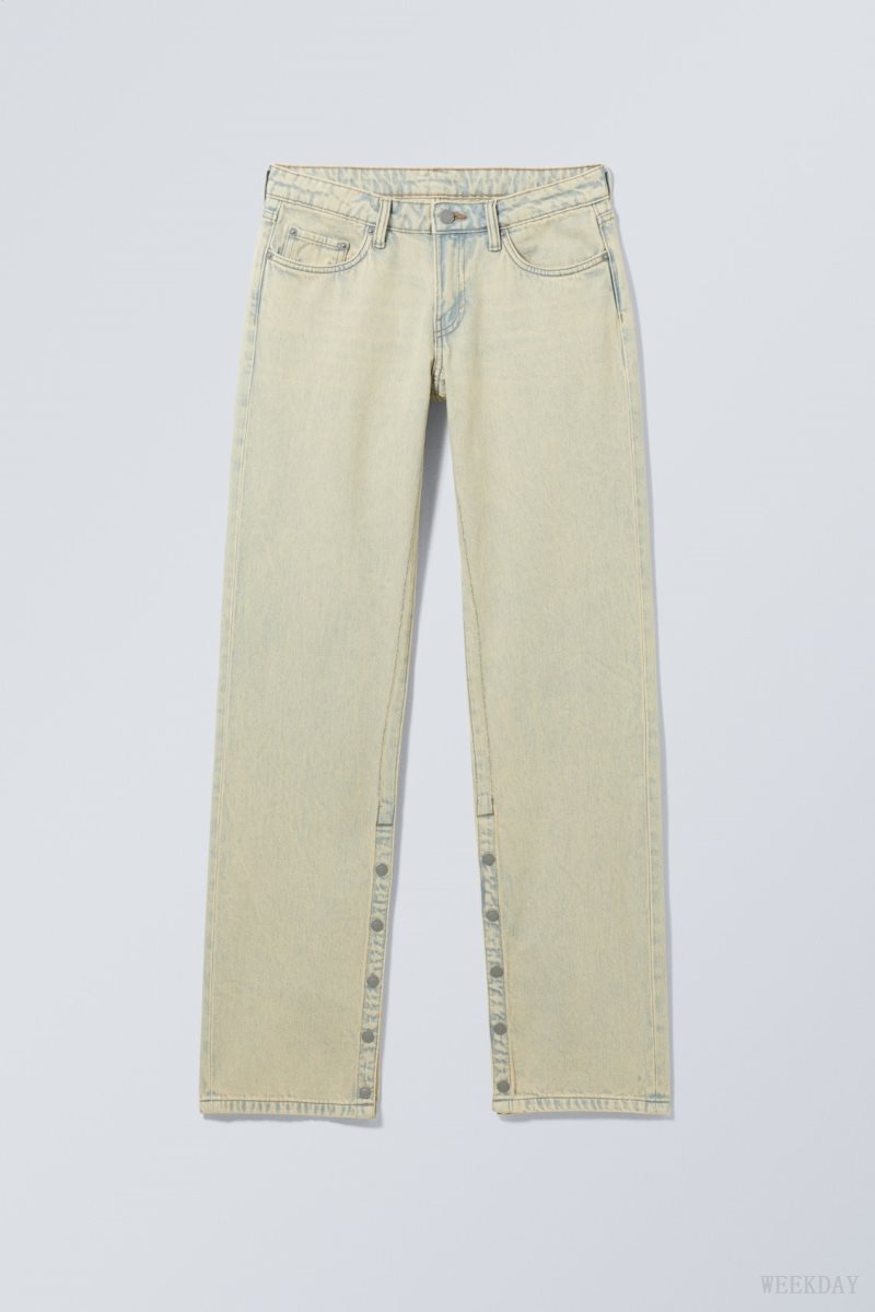 Weekday Arrow Low 真っ直ぐ Slit Jeans Sunbleached | GWSA7277