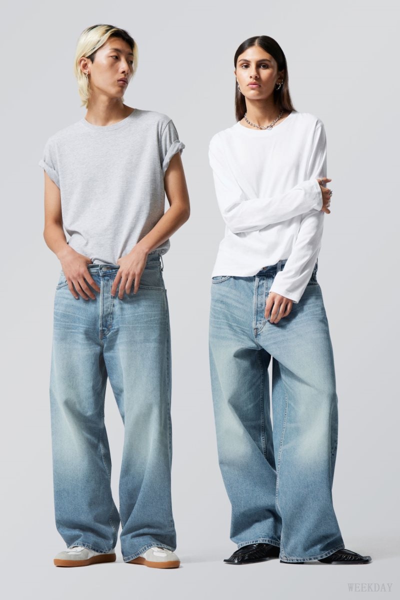 Weekday Astro Loose Baggy Jeans 青 | ATSB5076