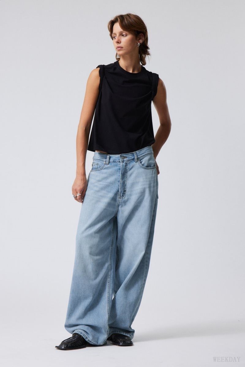 Weekday Astro Loose Baggy Jeans 青 | PRVP8766