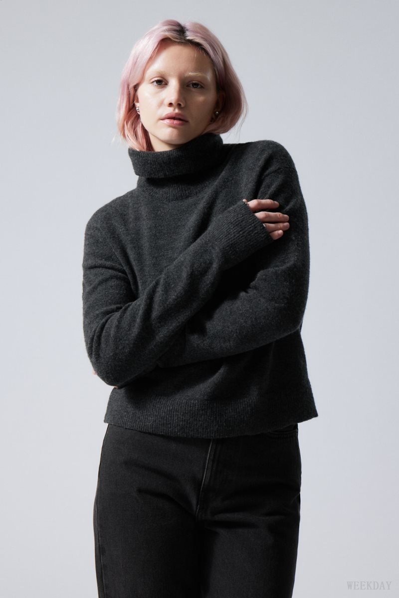 Weekday Ayla ニット Turtleneck 暗グレー | OCRK4238