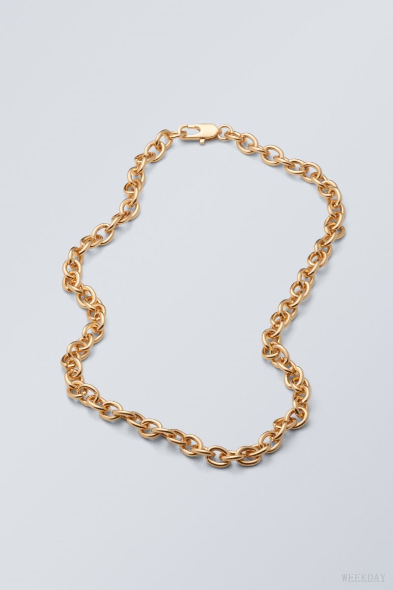 Weekday Bella Necklace Golden | LXFL4082