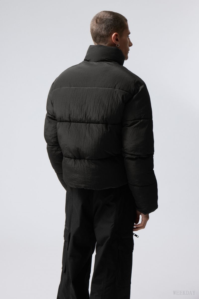 Weekday Ben Ripstop Puffer Jacket 黒 | YAEZ9123