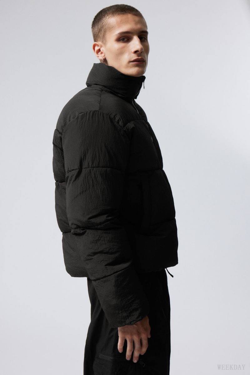 Weekday Ben Ripstop Puffer Jacket 黒 | YAEZ9123