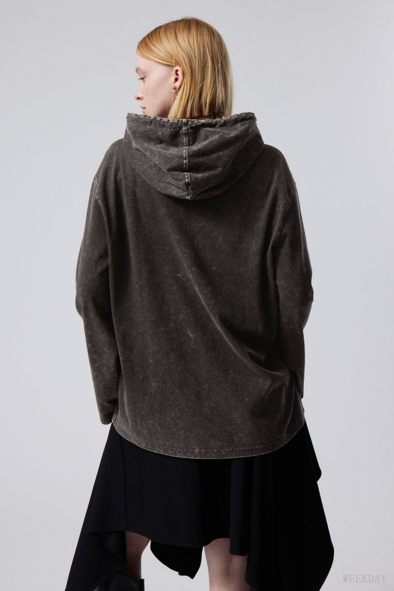 Weekday Bleached wash hoodie 黒 | IDBD6730