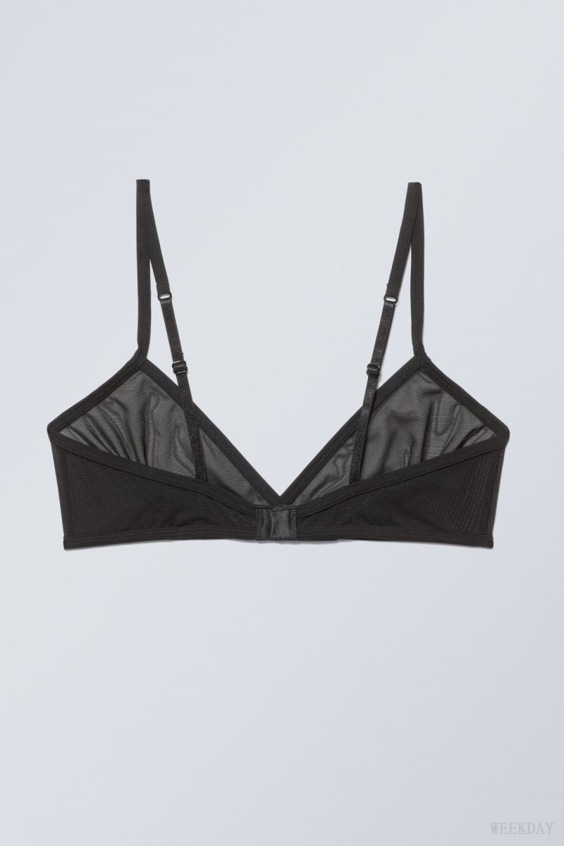 Weekday Bonnie Mesh Triangle Bralette Bralette 黒 | JKWC8600